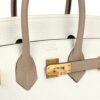 H-B-251229-7-08 Hermès Birkin 25 in White and Etoupe Clemence Leather with Brushed Gold Hardware