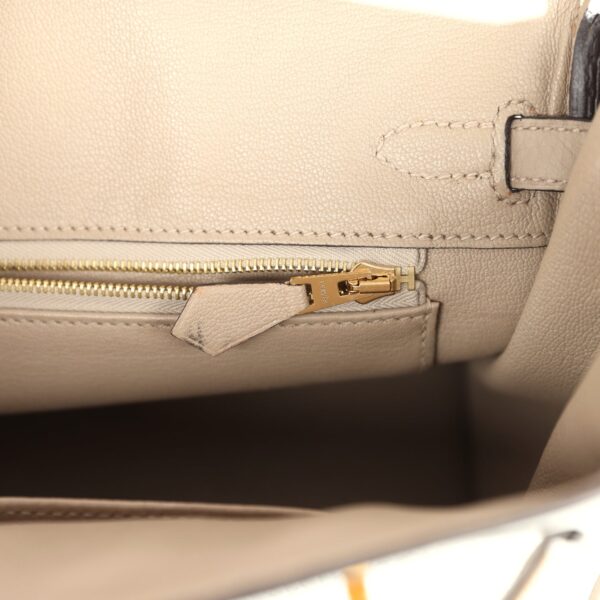 H-B-251229-7-10 Hermès Birkin 25 in White and Etoupe Clemence Leather with Brushed Gold Hardware