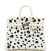 H-B-260121-7-01 Custom Dalmatian Swarovski Crystal Hermès Birkin 25 in White Epsom Leather with Palladium Hardware