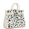 H-B-260121-7-02 Custom Dalmatian Swarovski Crystal Hermès Birkin 25 in White Epsom Leather with Palladium Hardware