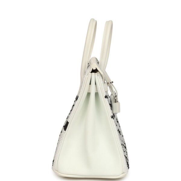 H-B-260121-7-04 Custom Dalmatian Swarovski Crystal Hermès Birkin 25 in White Epsom Leather with Palladium Hardware