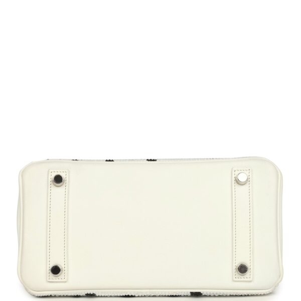 H-B-260121-7-06 Custom Dalmatian Swarovski Crystal Hermès Birkin 25 in White Epsom Leather with Palladium Hardware