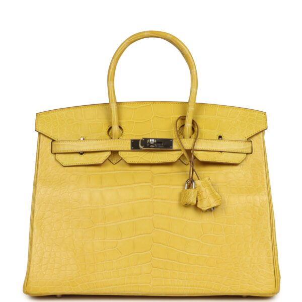H-B-260123-8-01 Hermès Birkin 35 Mimosa Matte Alligator Palladium Hardware