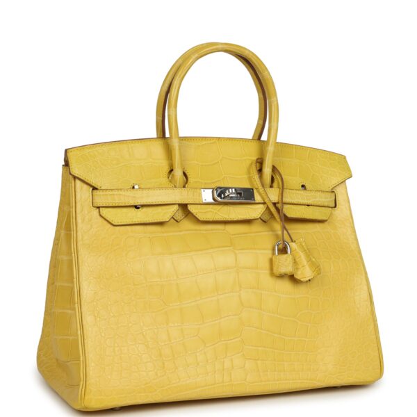 H-B-260123-8-02 Hermès Birkin 35 Mimosa Matte Alligator Palladium Hardware