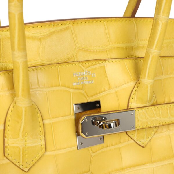 H-B-260123-8-08 Hermès Birkin 35 Mimosa Matte Alligator Palladium Hardware