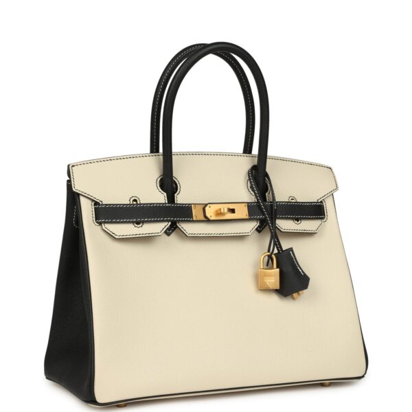 H-B-260126-1-02 Hermès Birkin 30 Craie, Black Epsom Brushed Gold Hardware