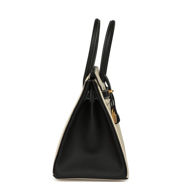 H-B-260126-1-04 Hermès Birkin 30 Craie, Black Epsom Brushed Gold Hardware