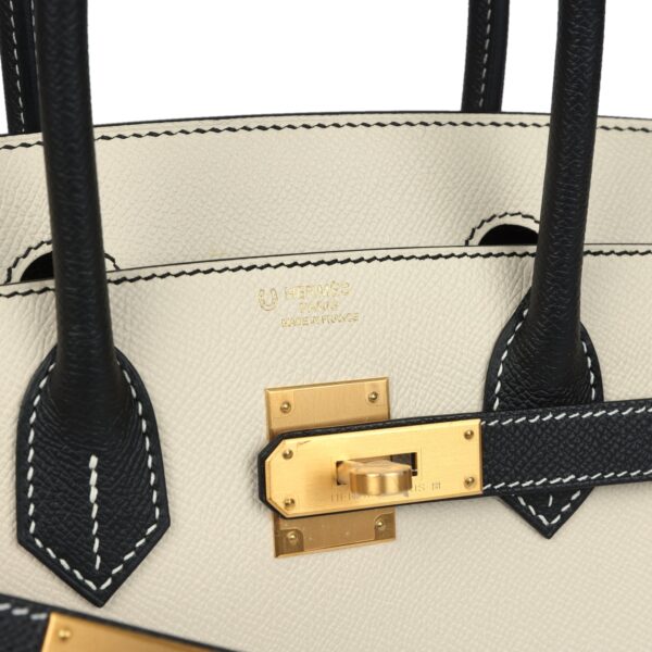H-B-260126-1-08 Hermès Birkin 30 Craie, Black Epsom Brushed Gold Hardware