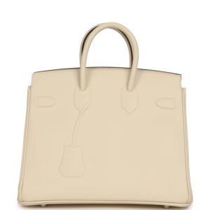 H-B-260507-4-05 Hermès Birkin 25 Vanille Ostrich Palladium Hardware