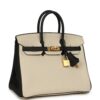 H-B-260511-5-02 Hermès Special Order (HSS) Birkin 25 Craie and Black Togo Brushed Gold Hardware