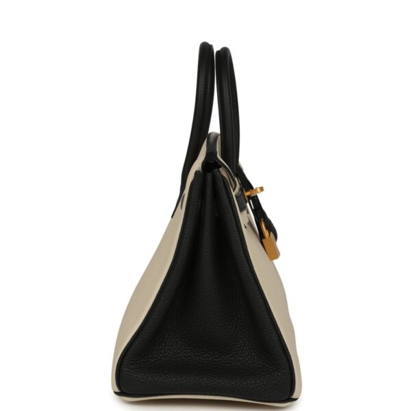 H-B-260511-5-04 Hermès Special Order (HSS) Birkin 25 Craie and Black Togo Brushed Gold Hardware