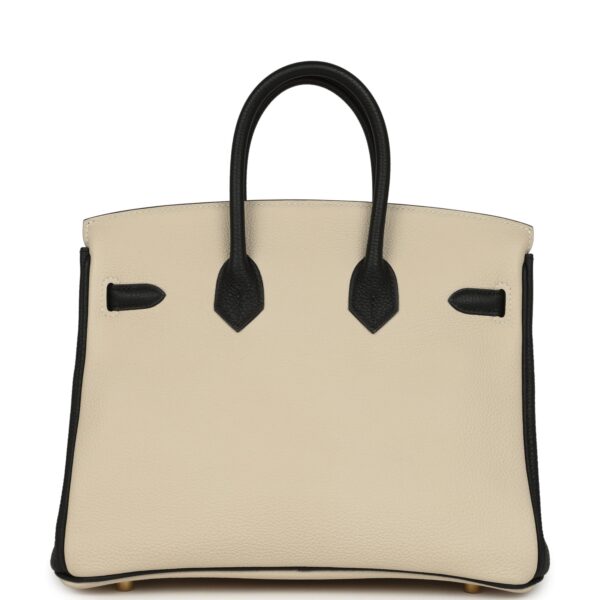 H-B-260511-5-05 Hermès Special Order (HSS) Birkin 25 Craie and Black Togo Brushed Gold Hardware