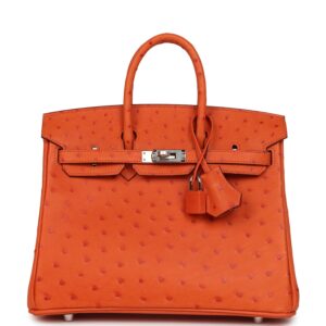 H-B-260512-2-CL-01 Hermès Birkin 25 Tangerine Ostrich Palladium Hardware