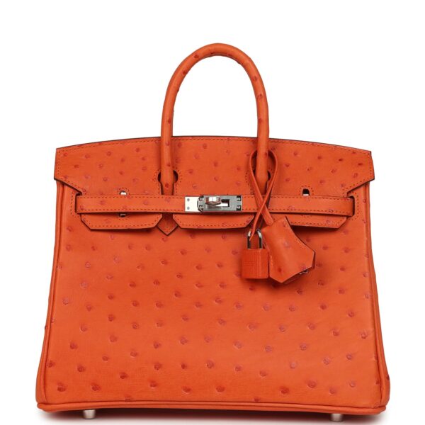 H-B-260512-2-CL-01 Hermès Birkin 25 Tangerine Ostrich Palladium Hardware