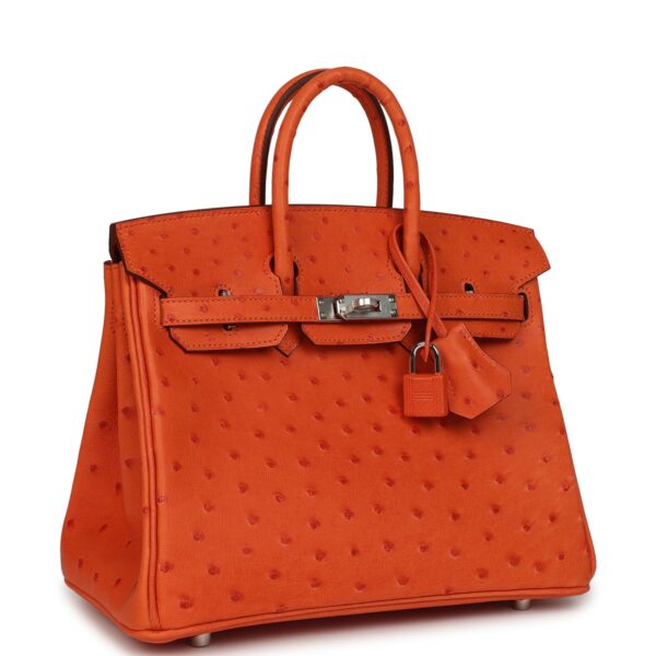 H-B-260512-2-CL-02 Hermès Birkin 25 Tangerine Ostrich Palladium Hardware
