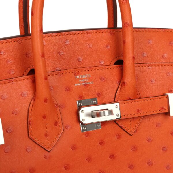 H-B-260512-2-CL-08 Hermès Birkin 25 Tangerine Ostrich Palladium Hardware
