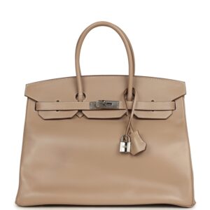 H-B-260601-8-01 Hermès Birkin 35 Argile Tadelakt Guilloche Palladium Hardware
