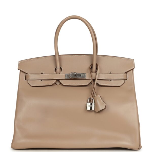 H-B-260601-8-01 Hermès Birkin 35 Argile Tadelakt Guilloche Palladium Hardware