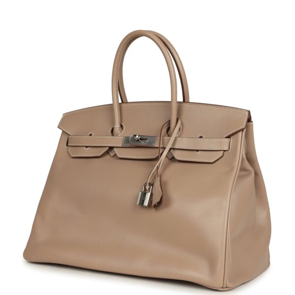H-B-260601-8-03 Hermès Birkin 35 Argile Tadelakt Guilloche Palladium Hardware