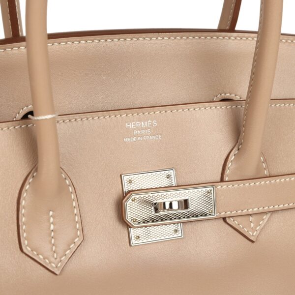 H-B-260601-8-08 Hermès Birkin 35 Argile Tadelakt Guilloche Palladium Hardware