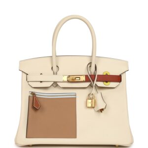 Hermès Colormatic Birkin 30 Nata, Lime, Chai, Cuivre and Bleu Brume Swift Gold Hardware