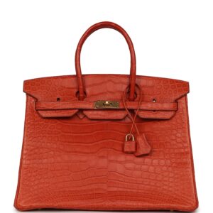 H-B-260612-4-JK-01 Hermès Birkin 35 Orange Matte Alligator Gold Hardware