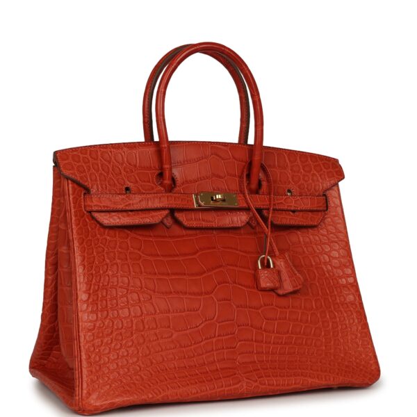 Hermès Birkin 35 Orange Matte Alligator Gold Hardware