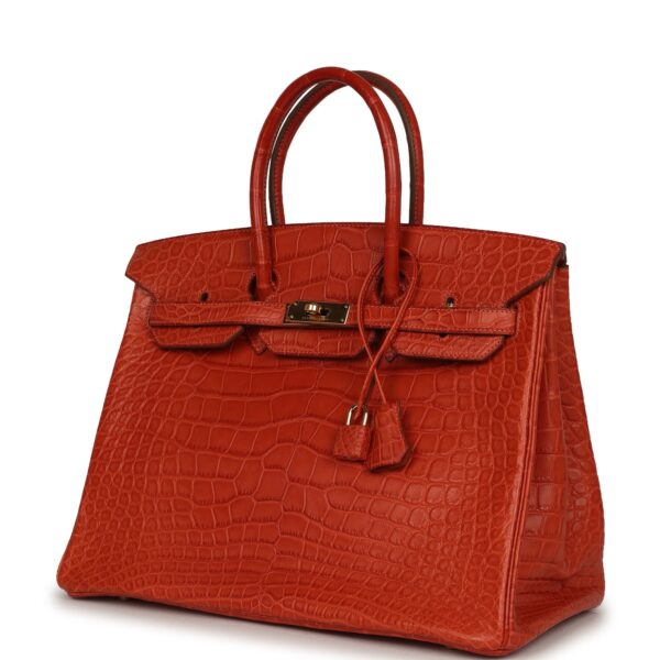 Hermès Birkin 35 Orange Matte Alligator Gold Hardware