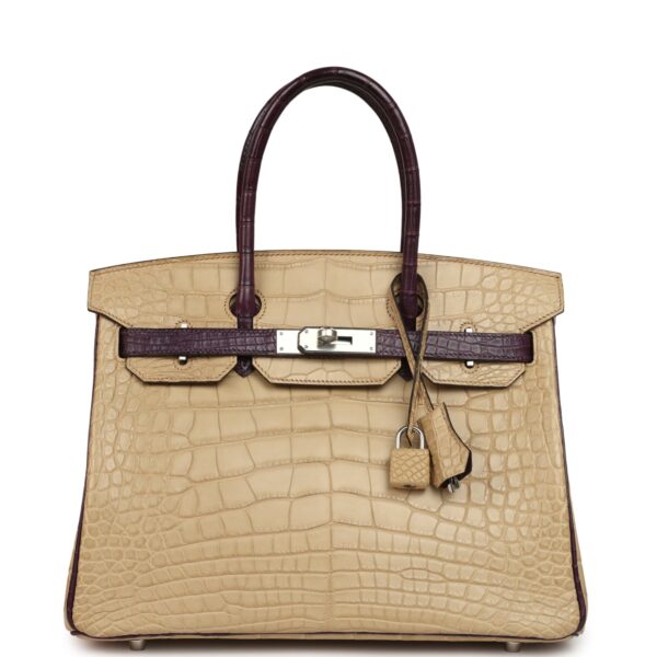 Hermès Special Order (HSS) Birkin 30 Poussiere, Amethyst Matte Alligator Palladium Hardware