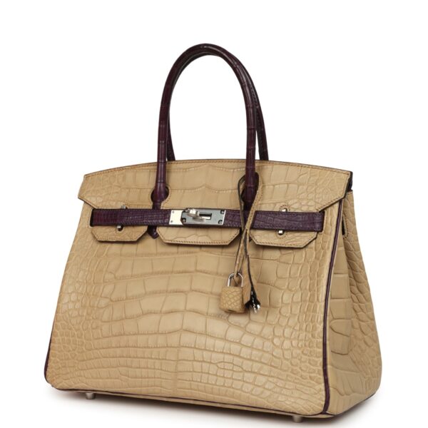 Hermès Special Order (HSS) Birkin 30 Poussiere, Amethyst Matte Alligator Palladium Hardware