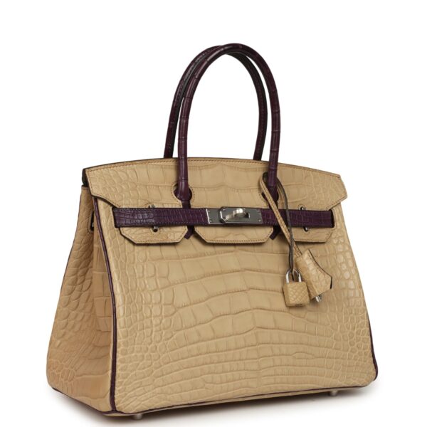 Hermès Special Order (HSS) Birkin 30 Poussiere, Amethyst Matte Alligator Palladium Hardware