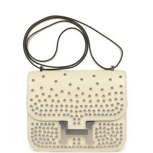 Hermès Constance 18 Clouté Cream Box Palladium Hardware