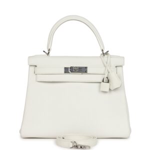 H-K-241120-8-01 Hermès Kelly Retourne 28 White Clemence Palladium Hardware