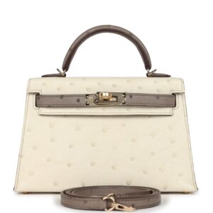 H-K-241216-3-01 Hermès Kelly Sellier 20 Beton, Gris Tourterelle Ostrich Permabrass Hardware