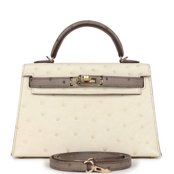 H-K-241216-3-01 Hermès Kelly Sellier 20 Beton, Gris Tourterelle Ostrich Permabrass Hardware