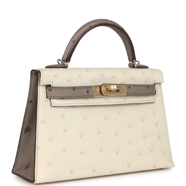 H-K-241216-3-02 Hermès Kelly Sellier 20 Beton, Gris Tourterelle Ostrich Permabrass Hardware