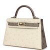 H-K-241216-3-03 Hermès Kelly Sellier 20 Beton, Gris Tourterelle Ostrich Permabrass Hardware
