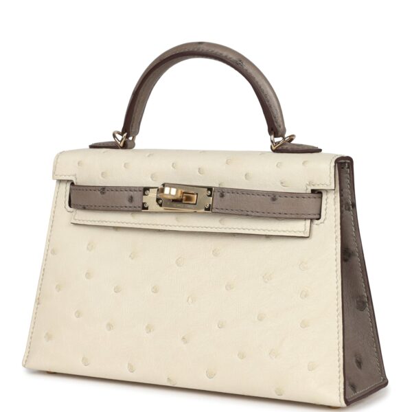 H-K-241216-3-03 Hermès Kelly Sellier 20 Beton, Gris Tourterelle Ostrich Permabrass Hardware