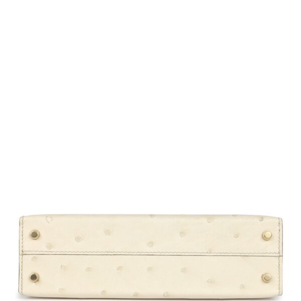 H-K-241216-3-06 Hermès Kelly Sellier 20 Beton, Gris Tourterelle Ostrich Permabrass Hardware