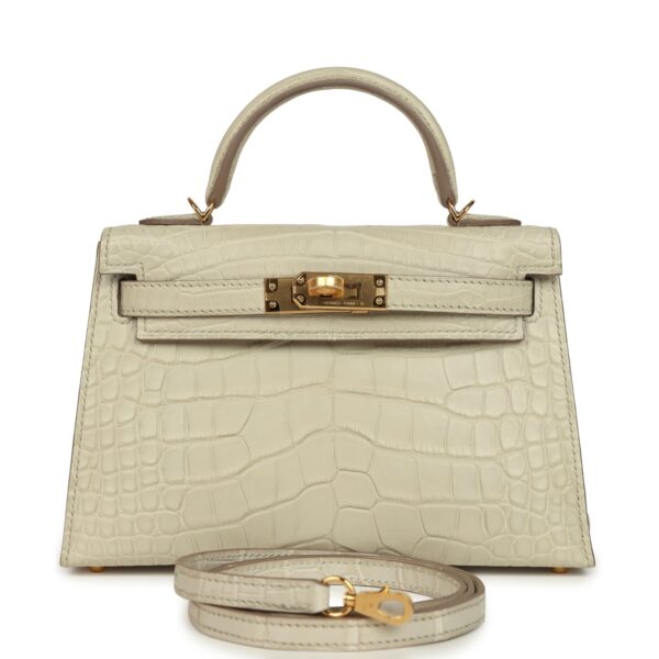 H-K-260115-7-WH-01 Hermès Kelly Sellier 20 Beton Matte Alligator Gold Hardware