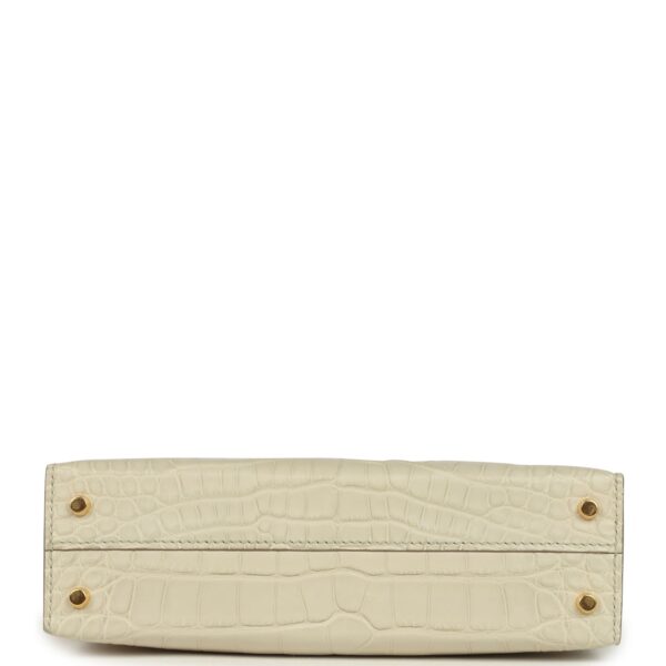 H-K-260115-7-WH-06 Hermès Kelly Sellier 20 Beton Matte Alligator Gold Hardware
