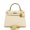 Hermès Kelly Sellier 25 Craie, Jaune Poussin Epsom Gold Hardware