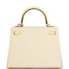 Hermès Kelly Sellier 25 Craie, Jaune Poussin Epsom Gold Hardware
