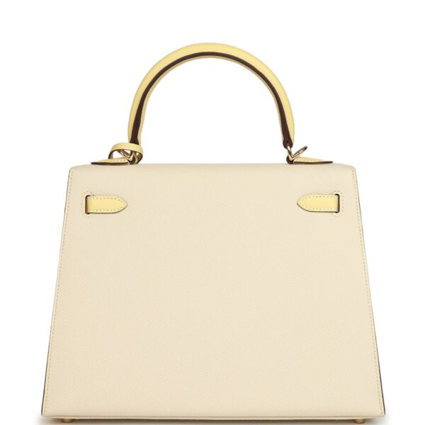 Hermès Kelly Sellier 25 Craie, Jaune Poussin Epsom Gold Hardware