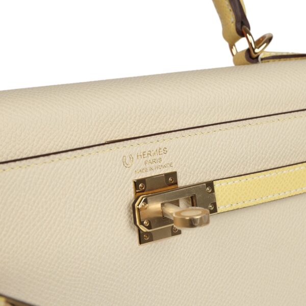 Hermès Kelly Sellier 25 Craie, Jaune Poussin Epsom Gold Hardware