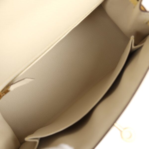 Hermès Kelly Sellier 25 Craie, Jaune Poussin Epsom Gold Hardware