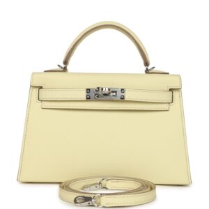 Hermès Kelly Sellier 20 Jaune Milton Epsom Palladium Hardware