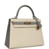 Hermès Kelly Sellier 28 Craie and Gris Mouette Epsom Permabrass Hardware
