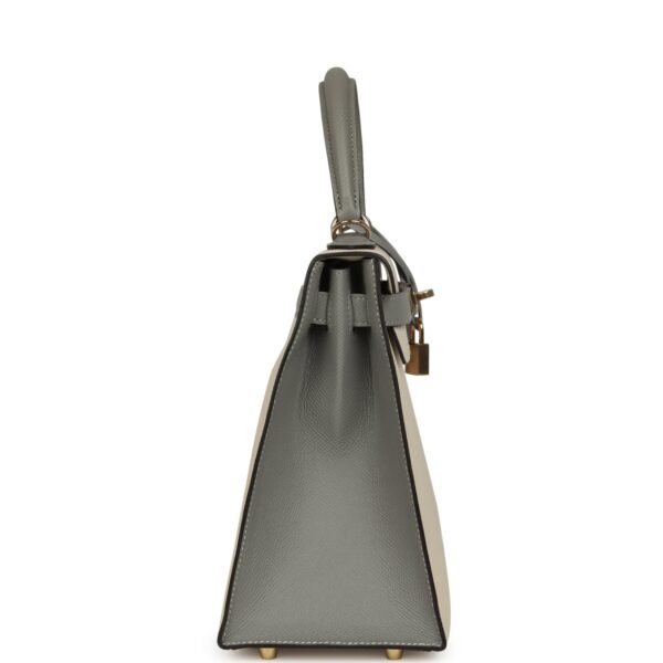 Hermès Kelly Sellier 28 Craie and Gris Mouette Epsom Permabrass Hardware