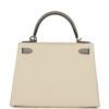 Hermès Kelly Sellier 28 Craie and Gris Mouette Epsom Permabrass Hardware